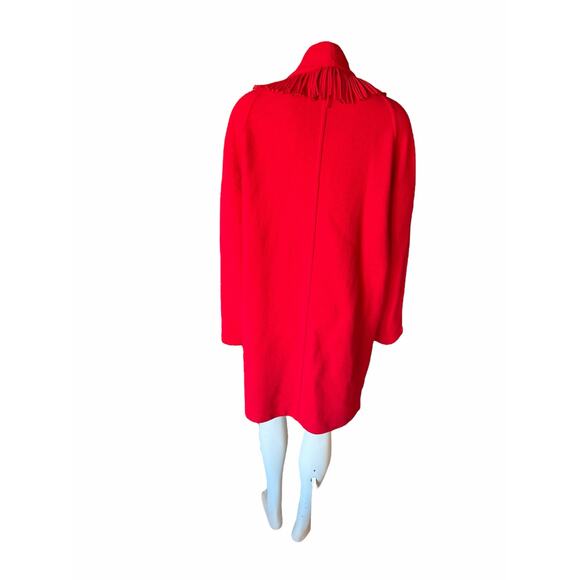 Andrea Jovine Womens Boiled Wool Fringe Oversized Jacket Red Wool Vintage Medium - Picture 6 of 8